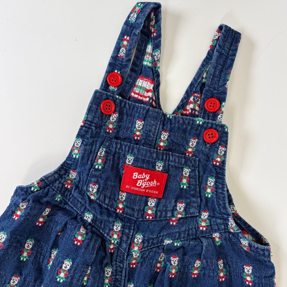 VTG Holiday Bear OshKosh Ovealls 24M Vestbak Made in USA Baby‎ B’Gosh Christmas